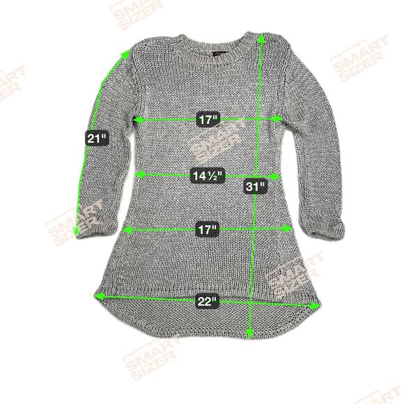 J. McLaughlin Silver Gray Crew Neck Chunky Knit Tunic Sweater Size L Slim Fit - Picture 5 of 9